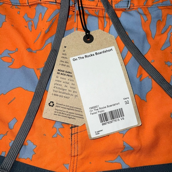 prAna On The Rocks 18.5" Faded Poppy Boardshort Size: 32 - Brand New NWT - Picture 12 of 12